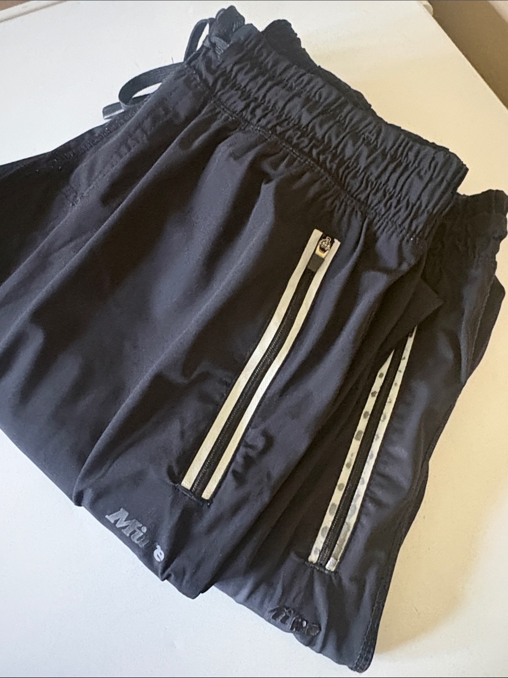 2 Black Athletic pants with Reflective Zip Detail